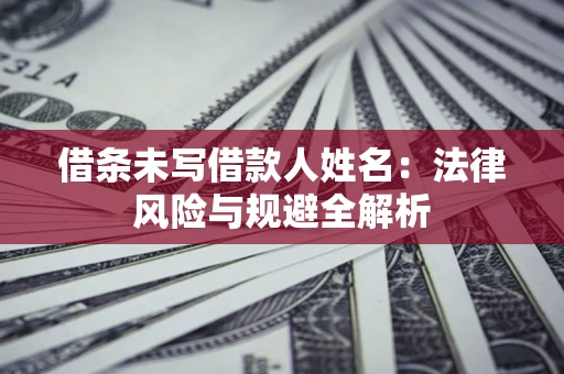 武汉借条未写借款人姓名：法律风险与规避全解析